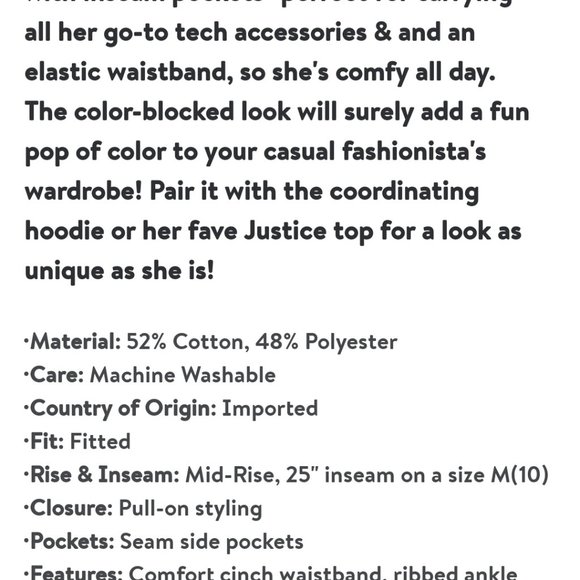 Justice Fleece Jogger NWT - Picture 5 of 5